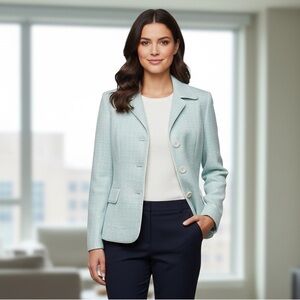 Le Suit light blue tweed blazer